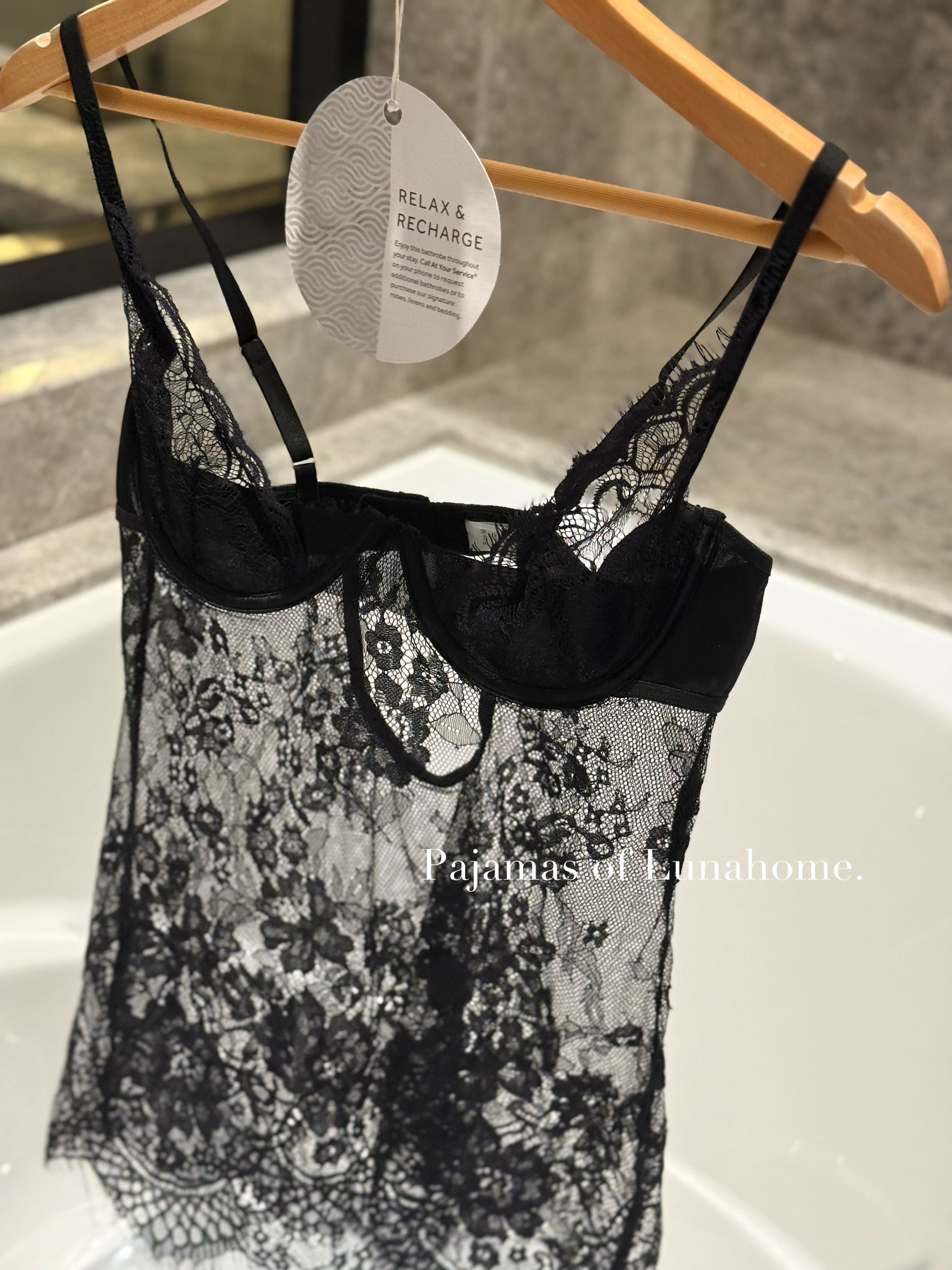 Sheer Floral Lace Babydoll Slip Dress – Sexy Lingerie Nightgown | Free Matching Stockings