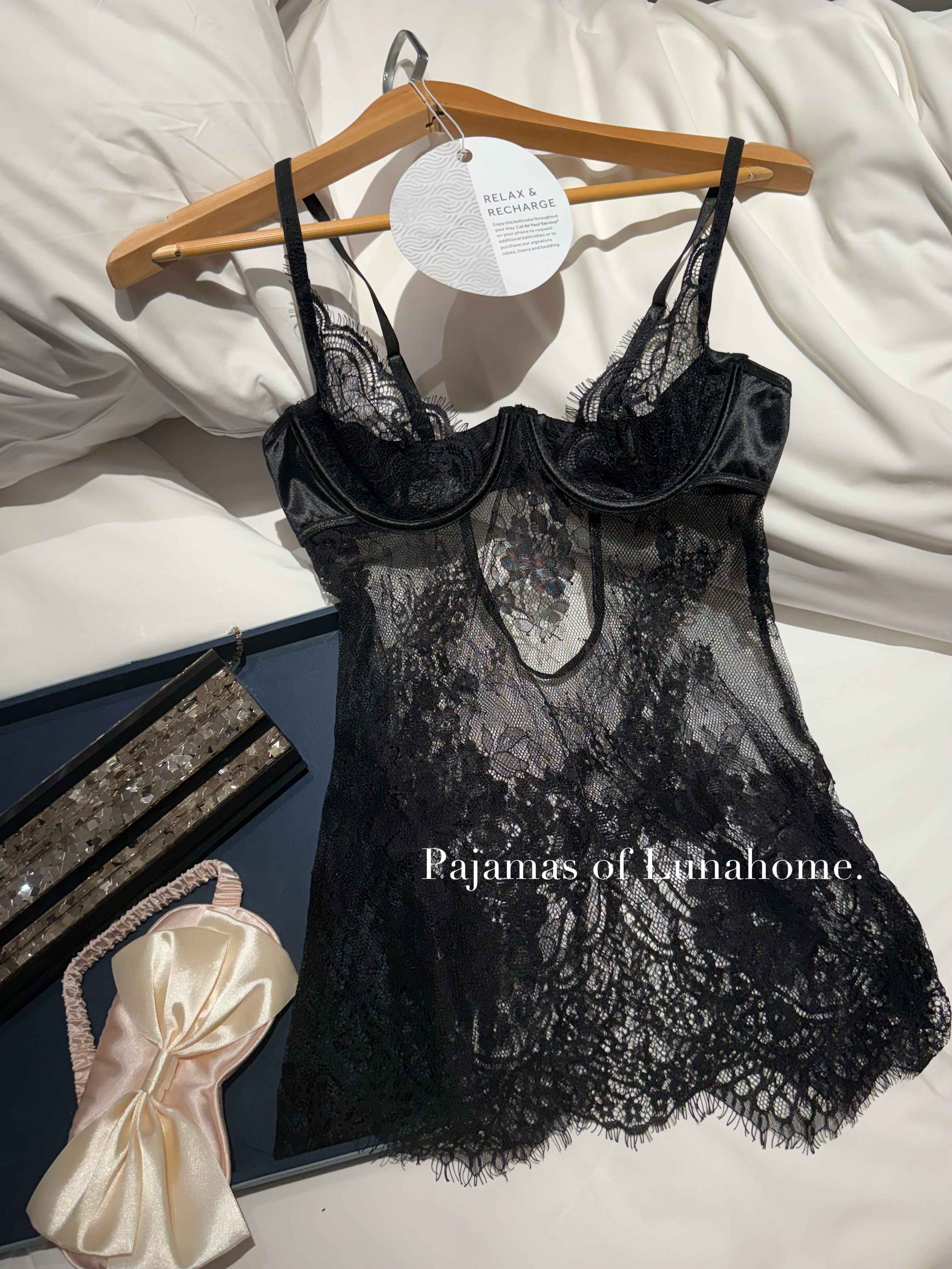 Sheer Floral Lace Babydoll Slip Dress – Sexy Lingerie Nightgown | Free Matching Stockings