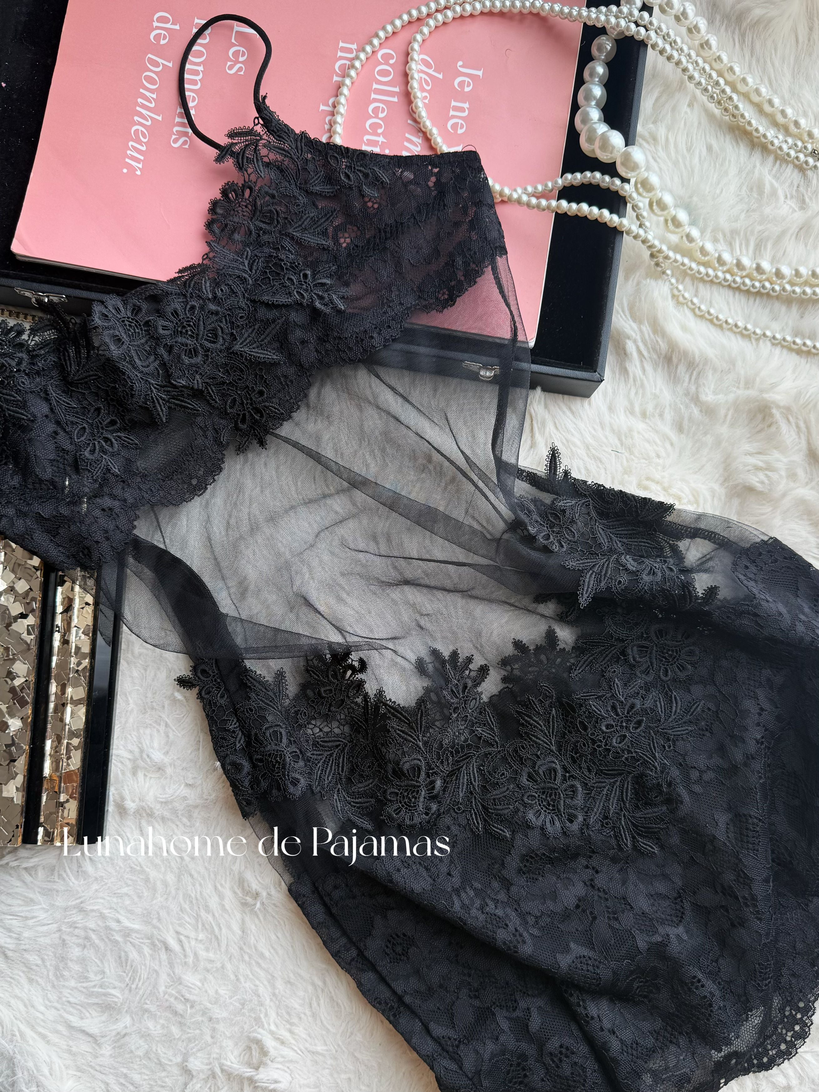 Floral Lace Bra & Mini Skirt Lingerie Set – Sheer Stretch Mesh | Free Matching Stockings