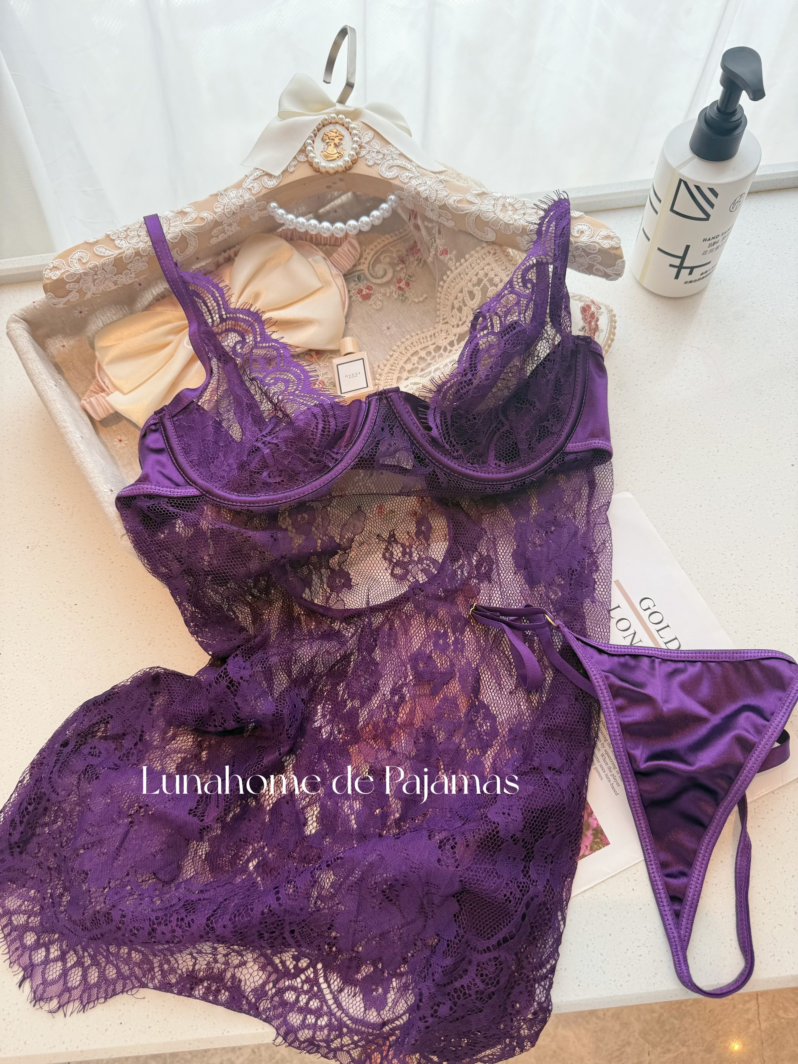 Sheer Floral Lace Babydoll Slip Dress – Sexy Lingerie Nightgown | Free Matching Stockings