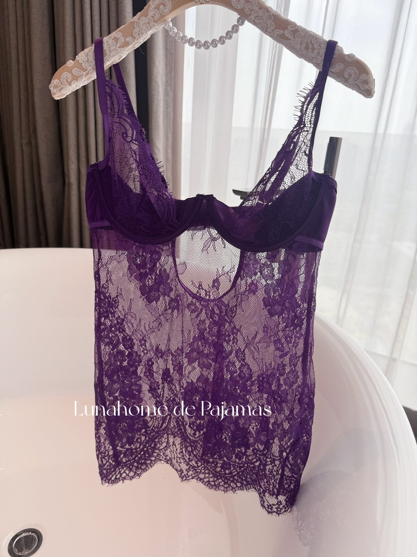 Sheer Floral Lace Babydoll Slip Dress – Sexy Lingerie Nightgown | Free Matching Stockings